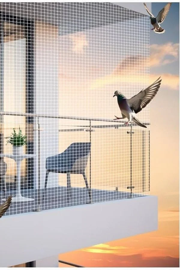 Bird Control Invisible Grills — Cable spacing tight enough to exclude pigeons, in a permanent architectural finish.